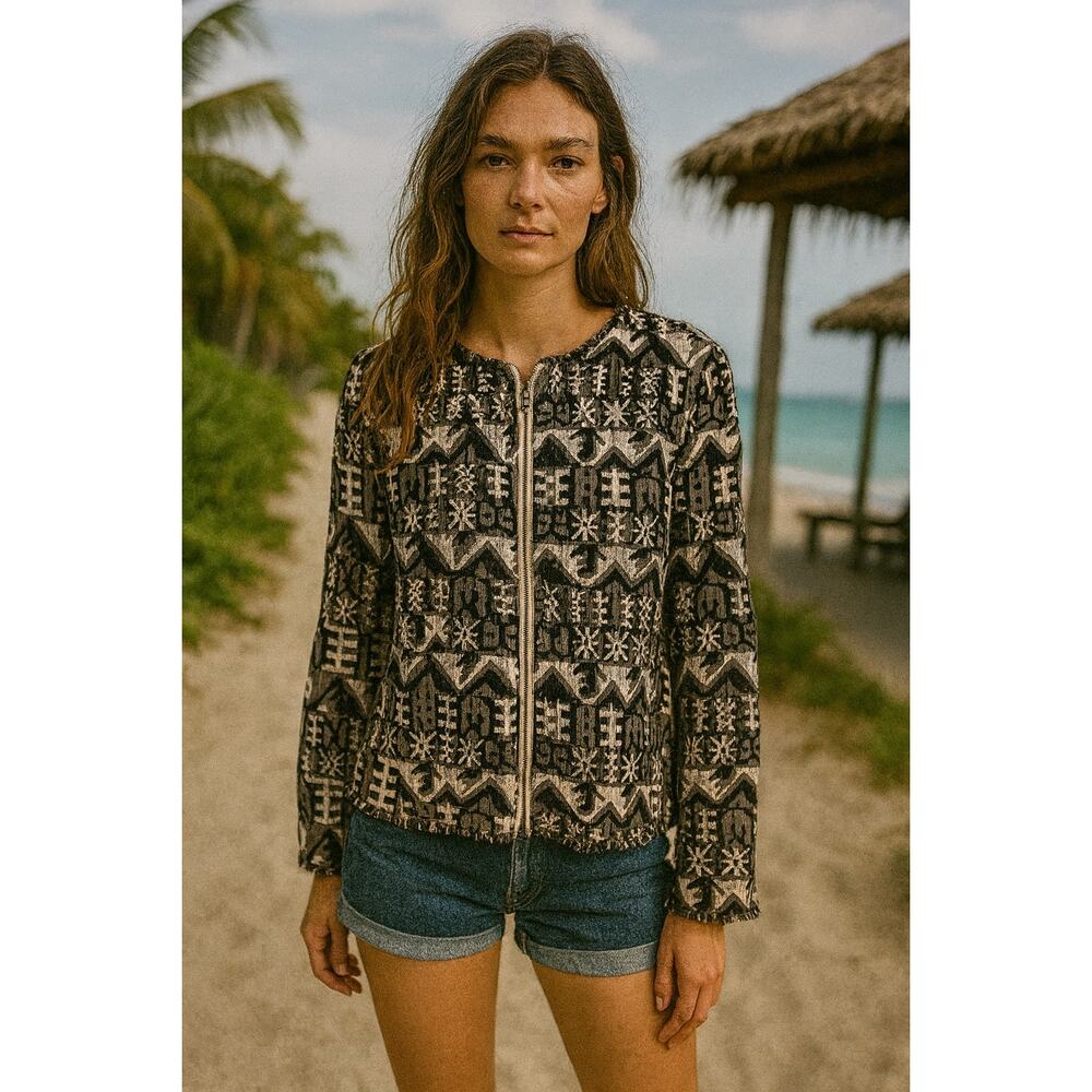 Hei Hei  Faifo Jacquard Long Sleeve   Jacket Zipper size 12